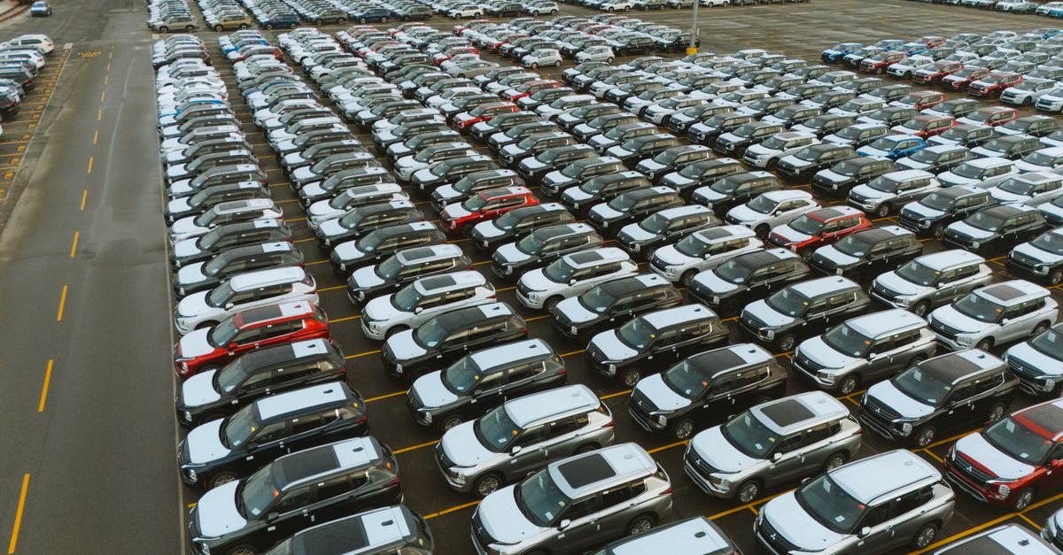 Rows of imported vehicles